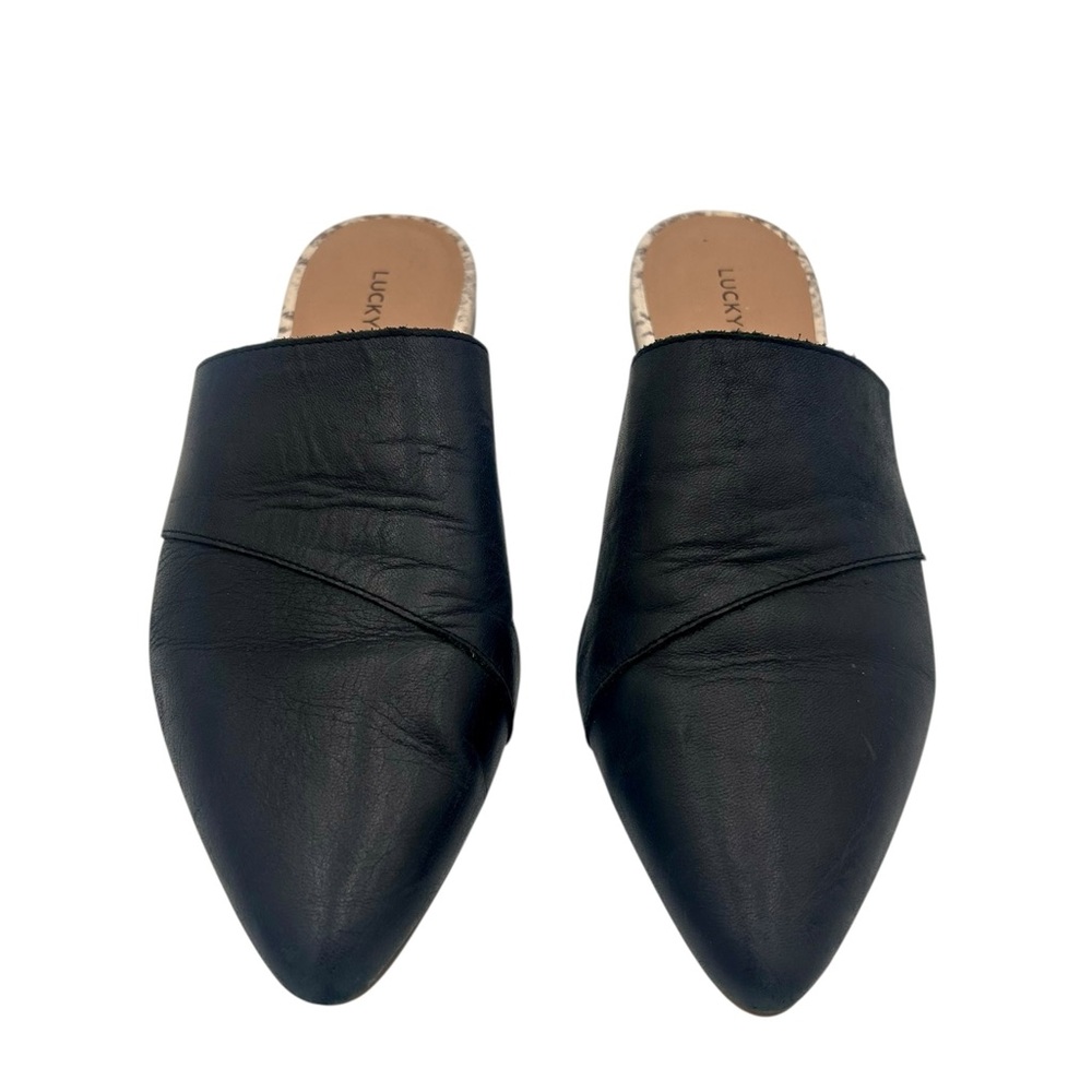 Lucky Brand Black Leather Bidimin Mules
